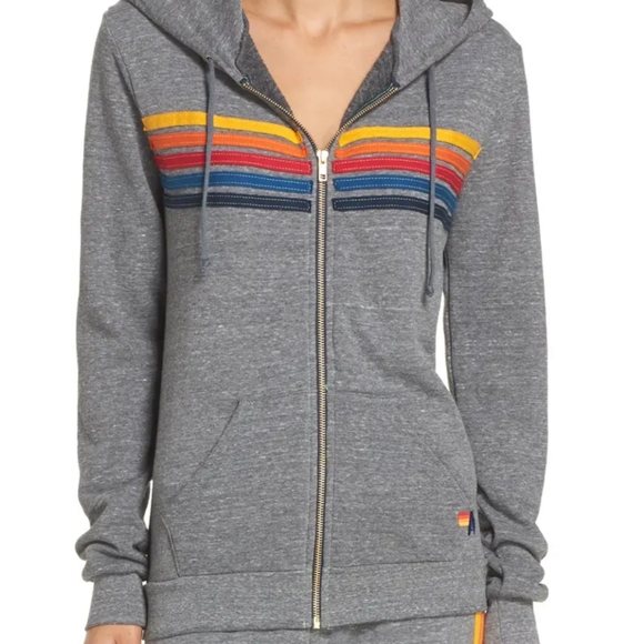 Aviator Nation 5 Stripe Zip Hoodie - Picture 1 of 5